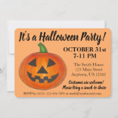 Halloween-Party Orange Jack o' Lantern Pumpkin Einladung (Vorderseite)