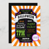 Halloween-Party Orange Karneval Circus einladen Einladung (Vorne/Hinten)