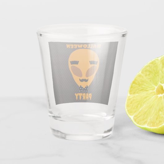 Halloween Party - Orangene Alien Schnapsglas (Rückseite)