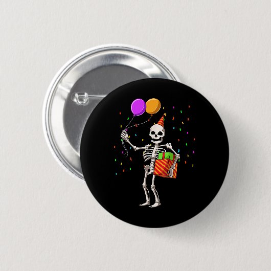 Halloween Party Outfit Skeleton Geburtstag Button (Vorne & Hinten)