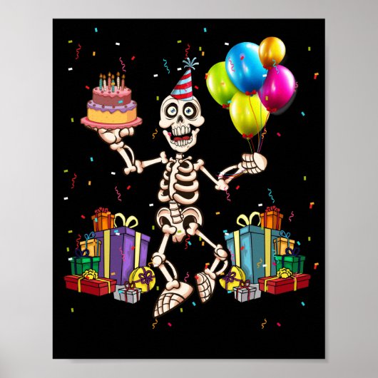 Halloween Party Outfit Skeleton Geburtstag Poster (Vorne)