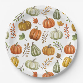 Halloween-Party-Papierplatte mit Kürbissen - Weiß Pappteller