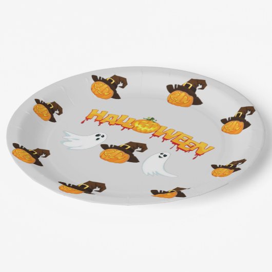 Halloween-Party Pappteller (Schrägansicht)