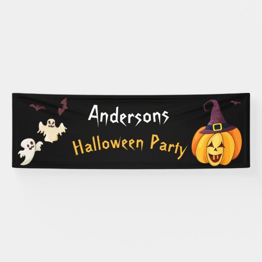 Halloween Party Personalisiert Familienname Banner (Horizontal)