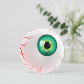 Halloween-Party! Personalisiert Spooky Green Eyeba Einladung (Stehend Vorderseite)