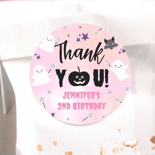 Halloween Party Pink Girl Niedlich Spooky Runder Aufkleber