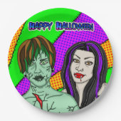 Halloween-Party | Pop Art zombie Vampire Pappteller (Vorderseite)