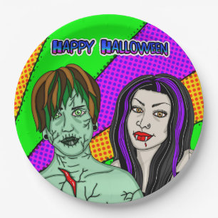 Halloween-Party Pop Art zombie Vampire Pappteller