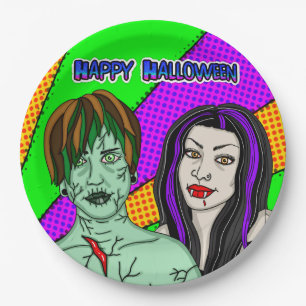 Halloween-Party Pop Art zombie Vampire Pappteller