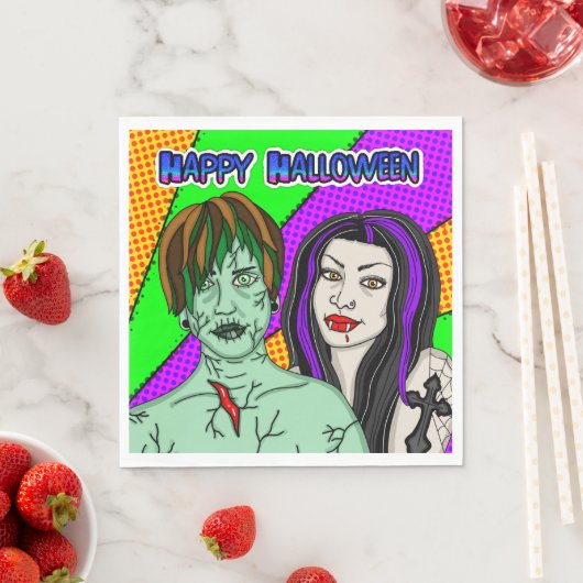 Halloween-Party | Pop Art zombie Vampire Serviette (Beispiel)