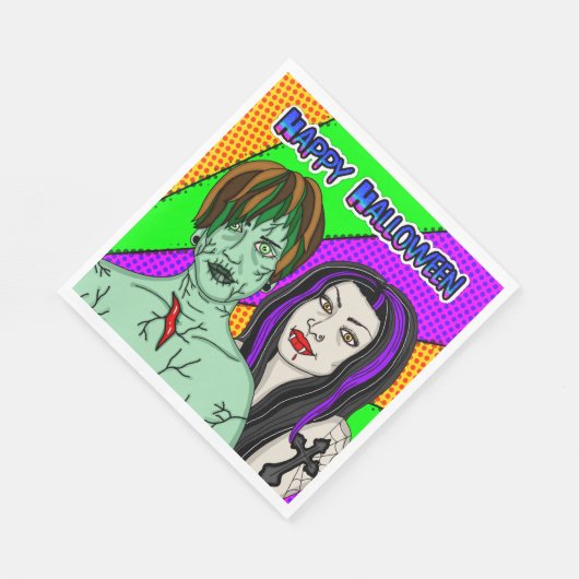 Halloween-Party | Pop Art zombie Vampire Serviette (Ecke)