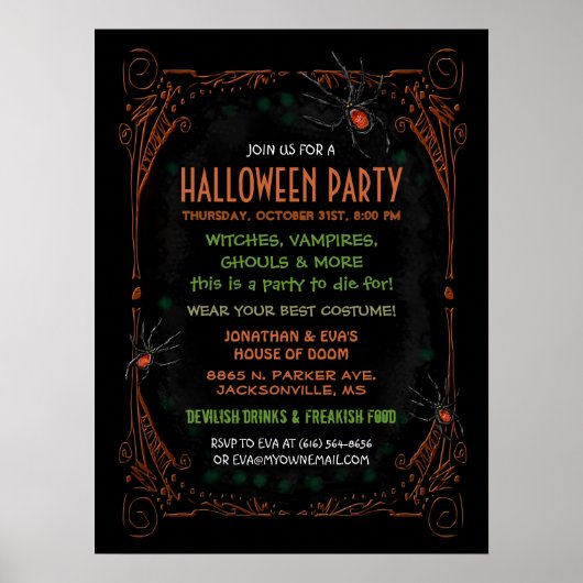 Halloween-Party Poster 18 x 24 (Vorne)