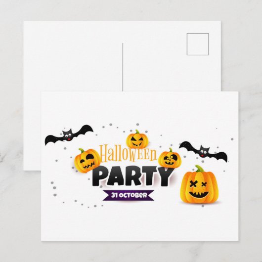 Halloween-Party Postkarte (Vorne/Hinten)