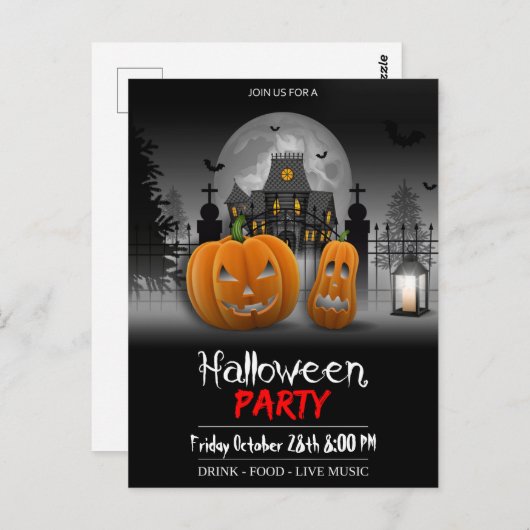 Halloween-Party Postkarte Einladung (Vorne/Hinten)
