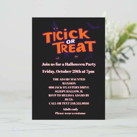Halloween-Party probieren oder behandeln Einladung (Stehend Vorderseite)