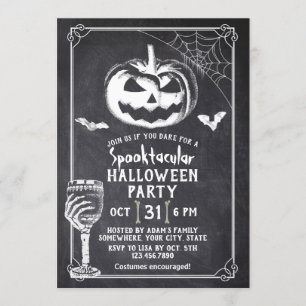 Halloween-Party Pumpkin Bat Skull Chalkboard Einladung