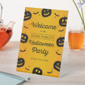 Halloween-Party Pumpkin & Bats Begrüßungszeichen Sockelschild (In Situ)