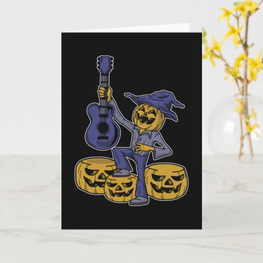 Halloween-Party Pumpkin Gitarre Beängstigendes Ges Karte (Gelbe Blume)