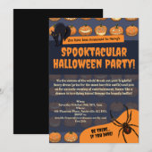 Halloween Party Pumpkin Spider Black Cat Pixel Art Einladung (Vorne/Hinten)