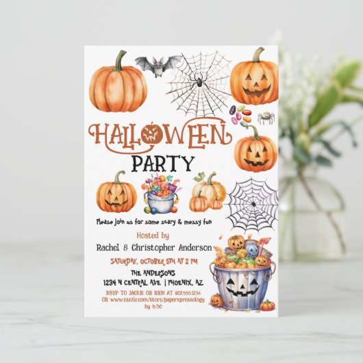 Halloween-Party Pumpkin Trick oder Behandlung Kind Einladung (Stehend Vorderseite)