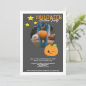 Halloween-Party Pumpkin und Sterne Personalisiert Einladung (Stehend Vorderseite)