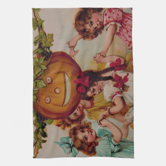 Halloween-Party Pumpkin Vintag Geschirrtuch (Vertikal)