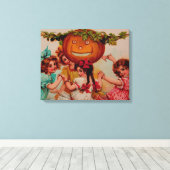 Halloween-Party Pumpkin Vintag Leinwanddruck (Insitu (Holzboden))