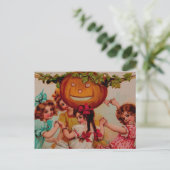 Halloween-Party Pumpkin Vintag Postkarte (Stehend Vorderseite)