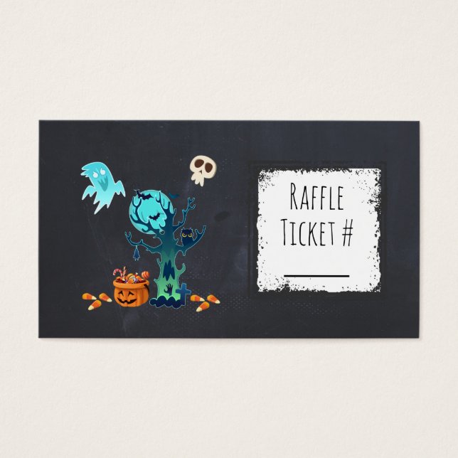 Halloween-Party Raffle Ticket Spooky Illustration (Vorderseite)