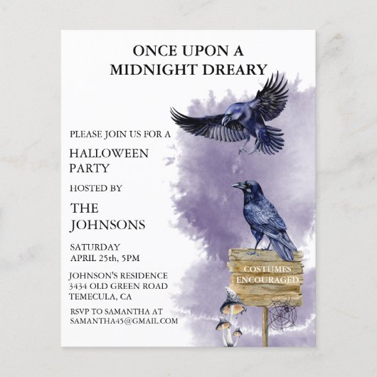 Halloween-Party Raven Crow (Vorderseite)