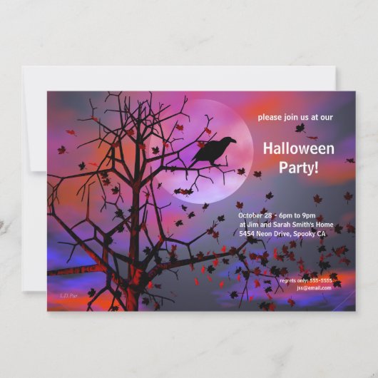Halloween-Party Raven Night Einladung (Vorderseite)