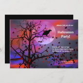 Halloween-Party Raven Night Einladung (Vorne/Hinten)
