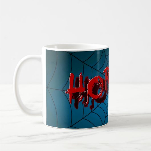 Halloween-Party Red Horror Spider Web Blue Beängst Kaffeetasse (Links)