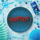 Halloween-Party Red Horror Spider Web Blue Beängst Pappteller (Party)
