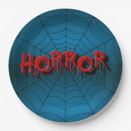 Halloween-Party Red Horror Spider Web Blue Beängst Pappteller