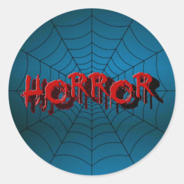 Halloween-Party Red Horror Spider Web Blue Beängst Runder Aufkleber