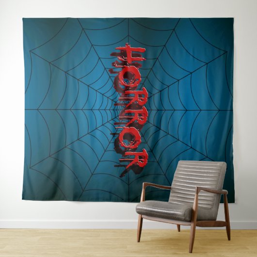 Halloween-Party Red Horror Spider Web Blue Beängst Wandteppich (Beispiel (Horizontal))