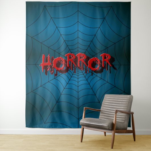 Halloween-Party Red Horror Spider Web Blue Beängst Wandteppich (Beispiel)
