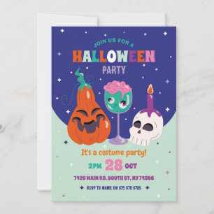 Halloween-Party Retro-Cocktails Vintage-Totenkopf Einladung
