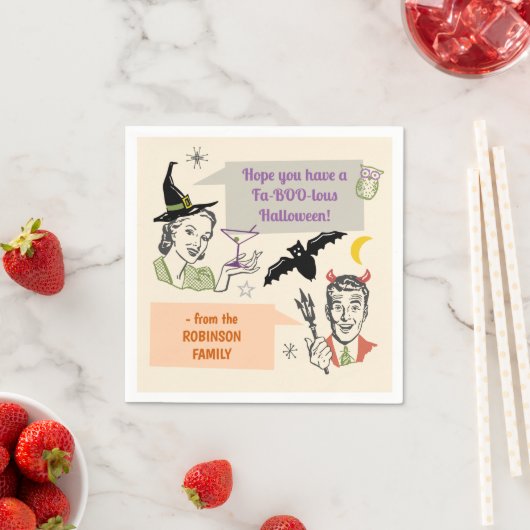 Halloween-Party Retro Spaß Faboolous Personalisier Serviette (Beispiel)