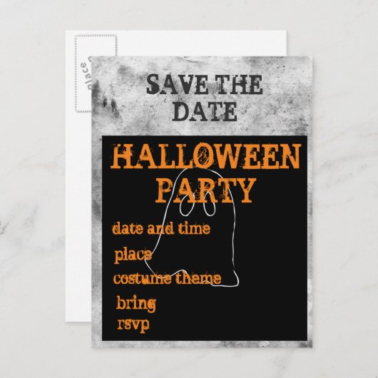 Halloween-Party Save the Date Ankündigungspostkarte (Vorne/Hinten)