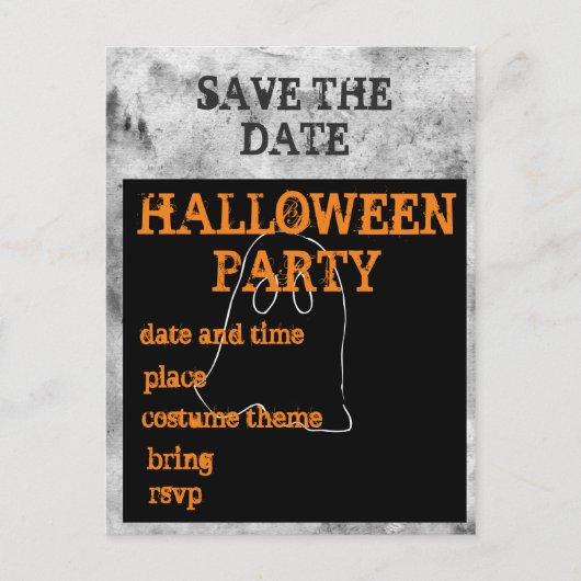 Halloween-Party Save the Date Ankündigungspostkarte (Vorderseite)
