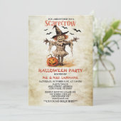 Halloween-Party Scarecrow Evil Orange Pumpkin Einladung (Stehend Vorderseite)