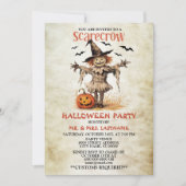 Halloween-Party Scarecrow Evil Orange Pumpkin Einladung (Vorderseite)
