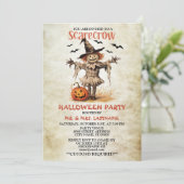 Halloween-Party Scarecrow Evil Orange Pumpkin Einladung (Stehend Vorderseite)