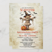 Halloween-Party Scarecrow Evil Orange Pumpkin Einladung (Vorne/Hinten)