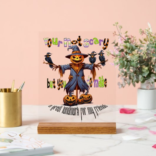 Halloween-Party Scarecrow und Freunde Acrylschild (Hochzeit)