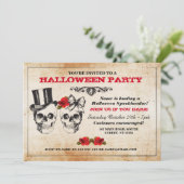 Halloween-Party-Schädel-Rosen-Horror-Kostüm laden Einladung (Stehend Vorderseite)