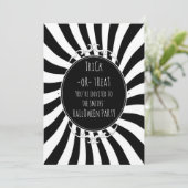 Halloween-Party "Schwarz-weiß Fun Whimsical Stripe Einladung (Stehend Vorderseite)