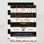 Halloween-Party Schwarz-weiß Rosa Orange Chic Einladung (Vorne/Hinten)